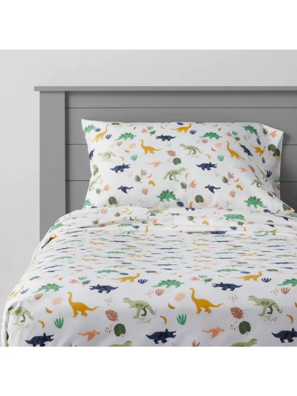 Pillowfort Microfiber Dinosaur Print Queen Size 2 Pc Flat & Fitted Sheets ONLY